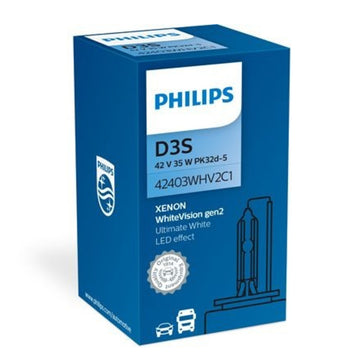 Ampoule xénon Philips WhiteVision Gen2 D3S | lumière plus brillante et plus blanche | 42403WHV2C1