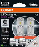 OSRAM LEDriving HL Easy Gen2 H8/H9/H11 LED bulbs packaging with two bulbs shown.