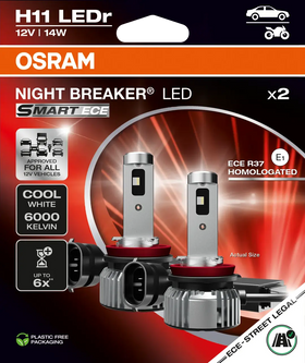 Osram NIGHT BREAKER H11 LED SMART ECE conversion kit - Street legal -  64211DWNBSM-ECE-2HB - Pair