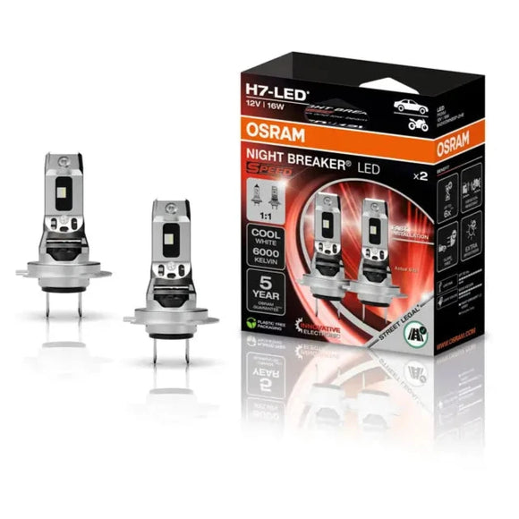 Osram H7 LED SPEED street legal easy to install very bright H7 halogen to LED replacement bulbs 2 pack