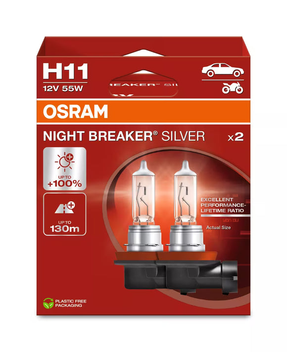 Osram night breaker Silver H11 Halogen bulbs - 64211NBS - 2 bulbs
