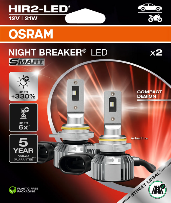 Osram NIGHT BREAKER® HIR2 LED SMART conversion kit for halogen - Street legal - 9012DWNBSM-2HB - pair